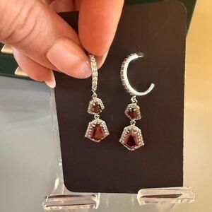 Bomb Party BP January Garnet Hematite Drop Earrings
